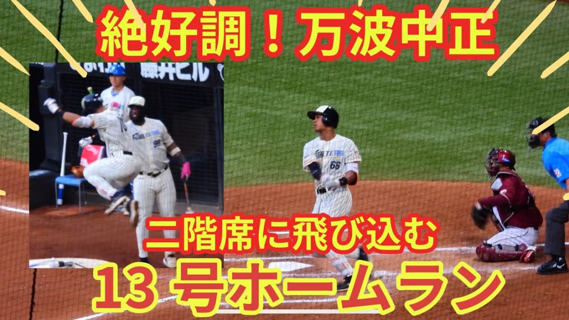 【20240717】万波中正の13号ソロホームラン！打った瞬間とベンチの様子！