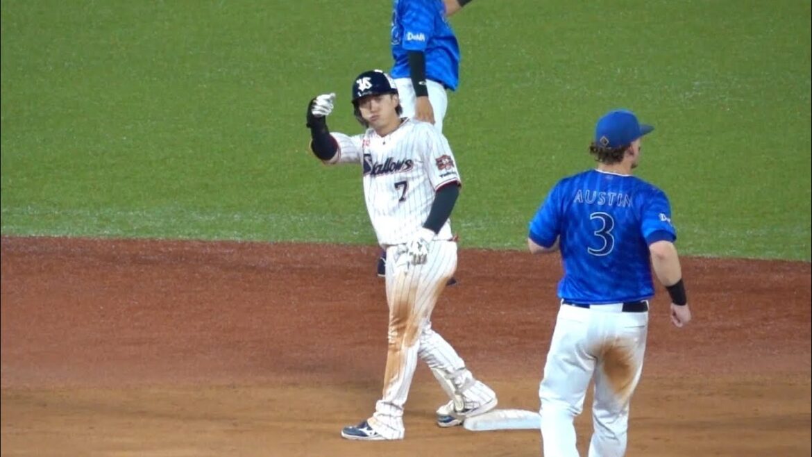 フェンス直撃！長岡秀樹のタイムリー2ベースヒットで同点！東京ヤクルトスワローズ 2024/07/19