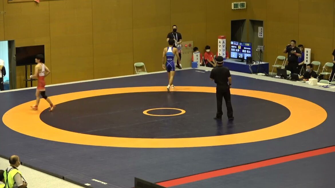 2021年IH レスリング 男子 55kg級 2回戦 鳥目裕太 鳥取中央育英(鳥取) vs 吉田汰洋 鹿屋中央(鹿児島)