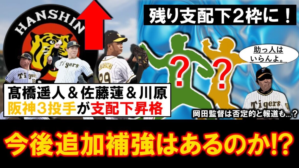 【やはりまだ補強は必要...？】阪神『髙橋遥人』＆『佐藤蓮』＆『川原陸』の３投手が支配下昇格へ！残り支配下２枠となったが新外国人やトレード含め今後追加補強はあるのか！？