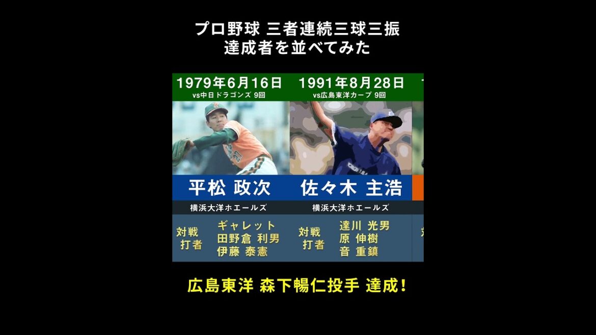 【森下投手達成】プロ野球歴代 三者連続三球三振達成者達成者を並べてみた 【森下投手達成】プロ野球歴代 三者連続三球三振達成者達成者を並べてみた