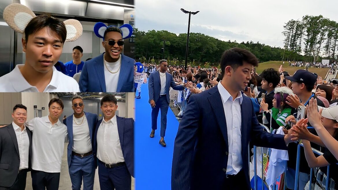 史上初開催！ブルーカーペットショー参加の選手にカメラが接近📹 #Dragons_Inside #マイナビオールスターゲーム2024