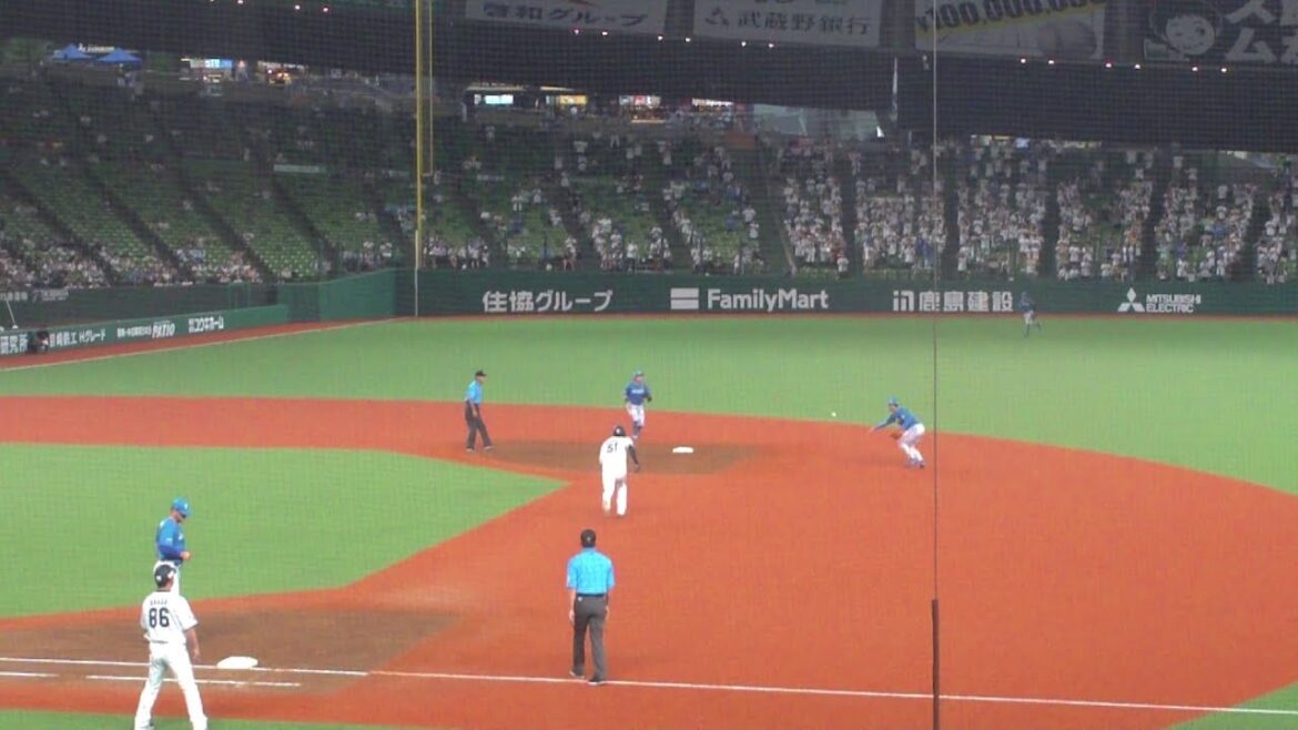日本ハム 石井一成のトスによる463のダブルプレー　西武 vs 日本ハム　2024年7月10日(水) ベルーナドーム