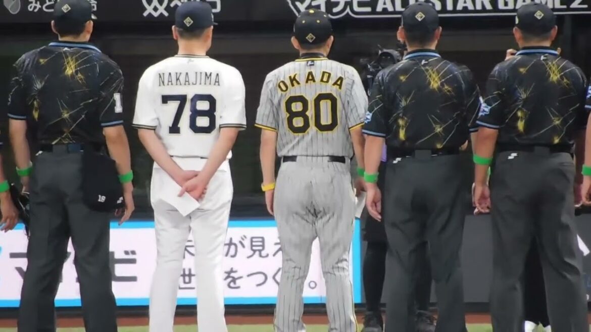 オールスター　中嶋監督 岡田監督 メンバー表交換