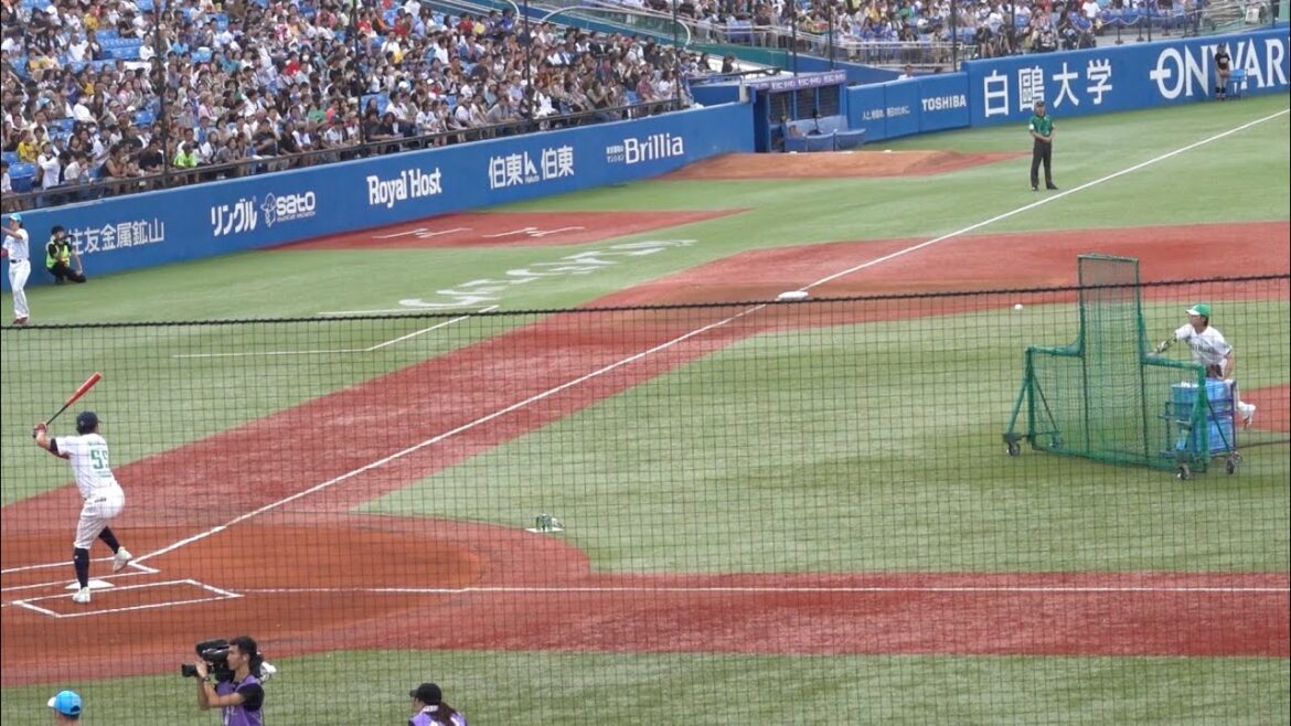 バッター村上宗隆＆バッティングピッチャー長岡秀樹！ホームランダービー 2024/07/24 マイナビオールスター 東京ヤクルトスワローズ
