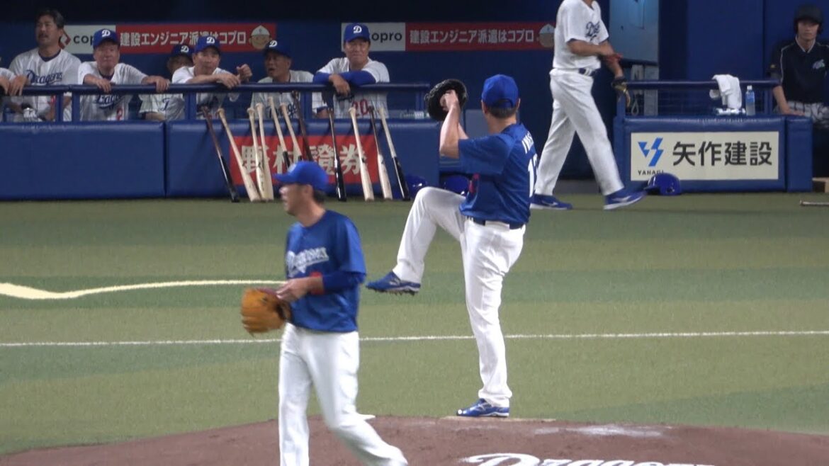 岩瀬仁紀　現役さながらの投球を見せる！！伝家の宝刀スライダーも見せる！（2024/7/25）