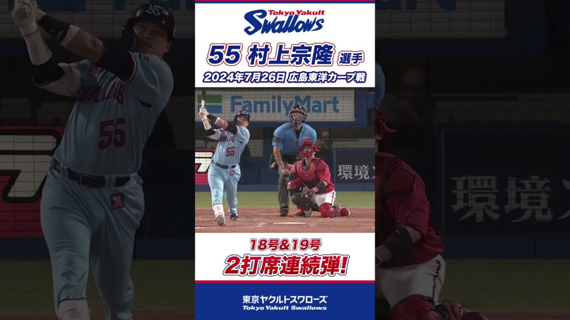 村上宗隆選手が2打席連続弾！ #shorts  #swallows #ヤクルト #東京ヤクルトスワローズ