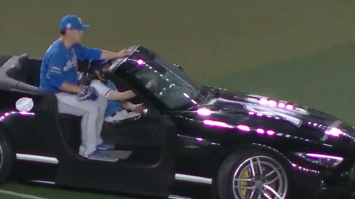 リリーフカーに乗って河野竜生 2024年7月19日 千葉ロッテマリーンズ対 北海道日本ハムファイターズ