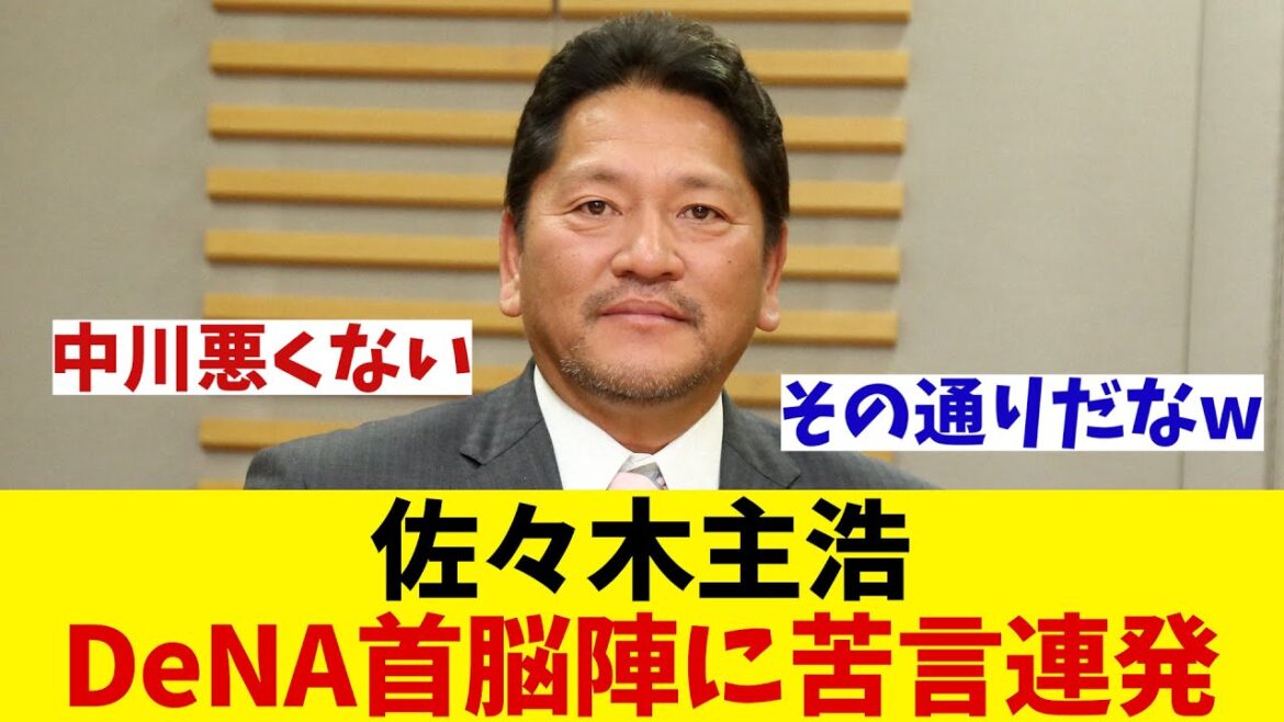 佐々木主浩　DeNA首脳陣に痛烈苦言！！！【野球情報】【2ch 5ch】【なんJ なんG反応】【野球スレ】