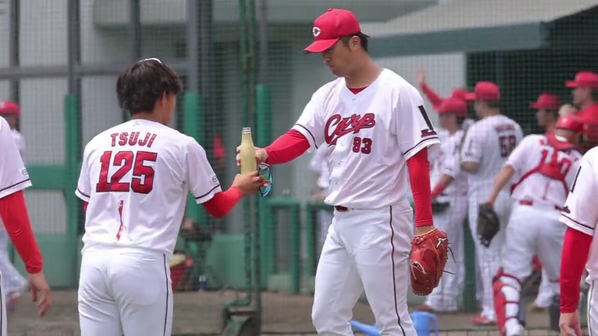 カープ93岡田明丈 支配下登録❗由宇ブルペン投球練習