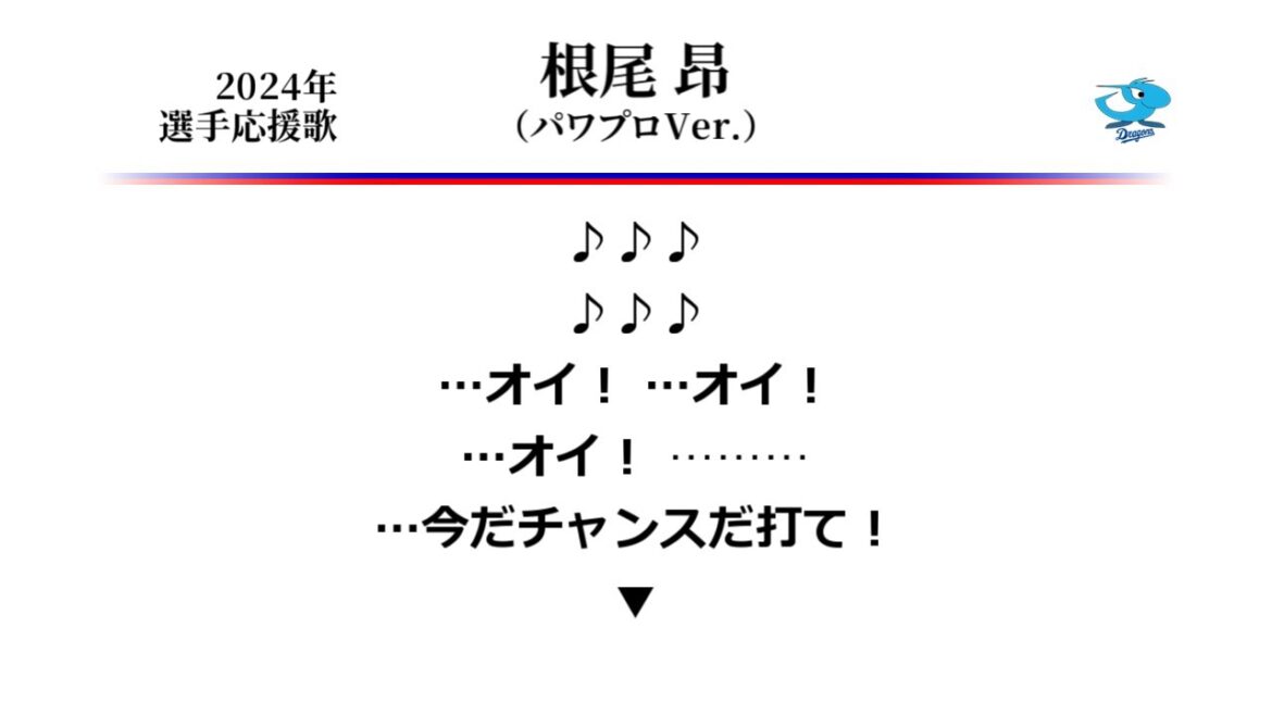 中日ドラゴンズ 根尾昂 応援歌（パワプロVer.） [MIDI]
