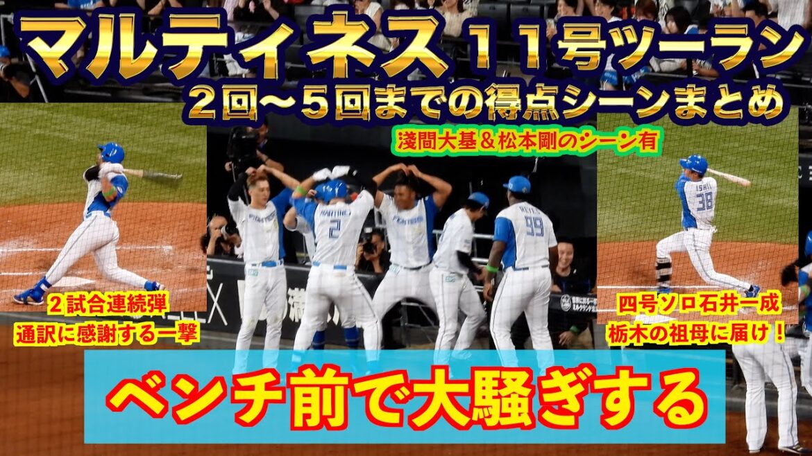 【20240801】石井一成（ソロＨＲ）マルティネス（ツーランＨＲ）淺間大基（タイムリー）松本剛（犠飛）