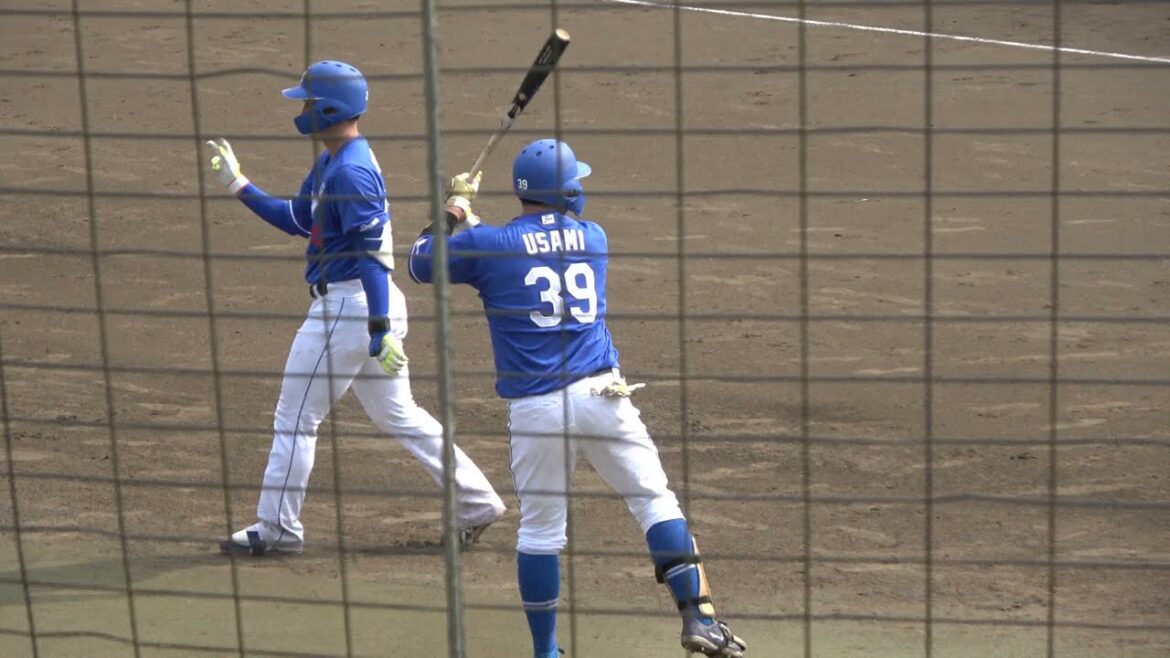 中日ドラゴンズ 宇佐見真吾選手 代打 第1打席 レフトフライ VS くふうハヤテベンチャーズ 奥田健誠投手 2024/8/2 愛鷹球場