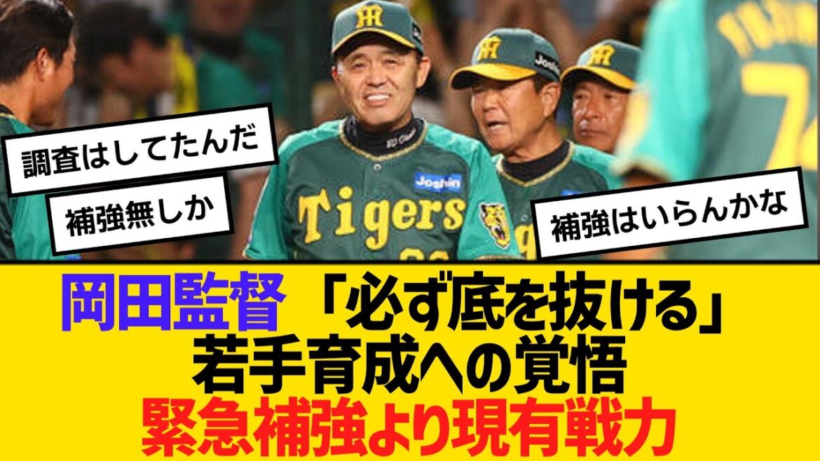 阪神・岡田監督「必ず底を抜ける」若手育成への覚悟緊急補強より現有戦力 【ネットの反応】【反応集】 阪神・岡田監督「必ず底を抜ける」若手育成への覚悟緊急補強より現有戦力 【ネットの反応】【反応集】