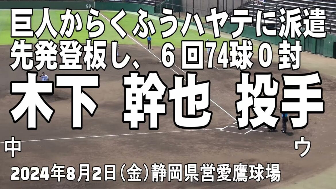 【快投 木下幹也投手】巨人から派遣されたくふうハヤテ右腕