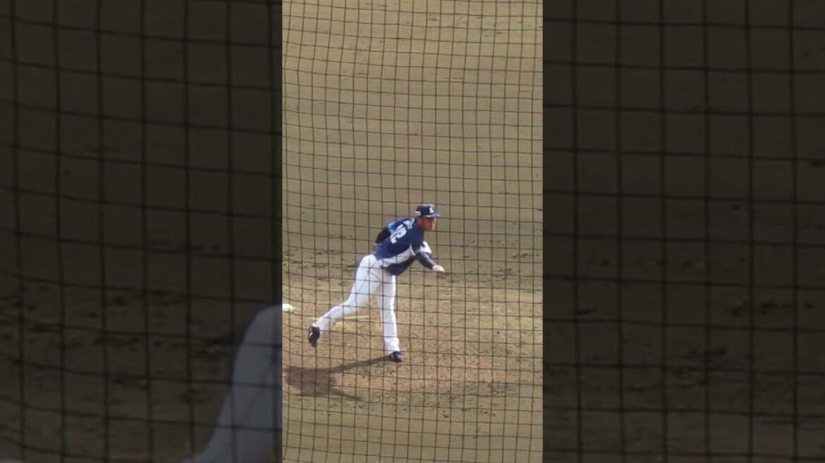 ライオンズ粟津凱士ピッチングフォーム［読売ジャイアンツ対 西武ライオンズ 2軍 2024年3月10日］