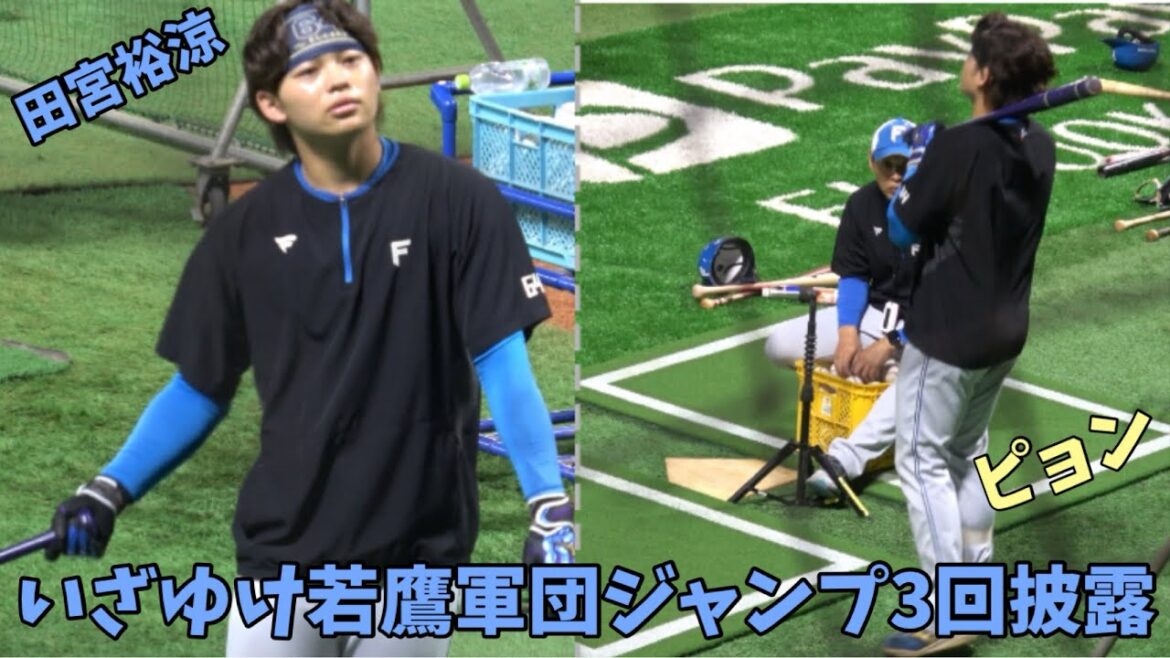 日本ハム田宮裕涼⚾️いざゆけ若鷹軍団を歌いながら若鷹軍団ジャンプを『ソレッ』の歌詞のとこで3回お披露目です(^^)/2024.8.3⚾️ソフトバンクホークス対日本ハムファイターズ