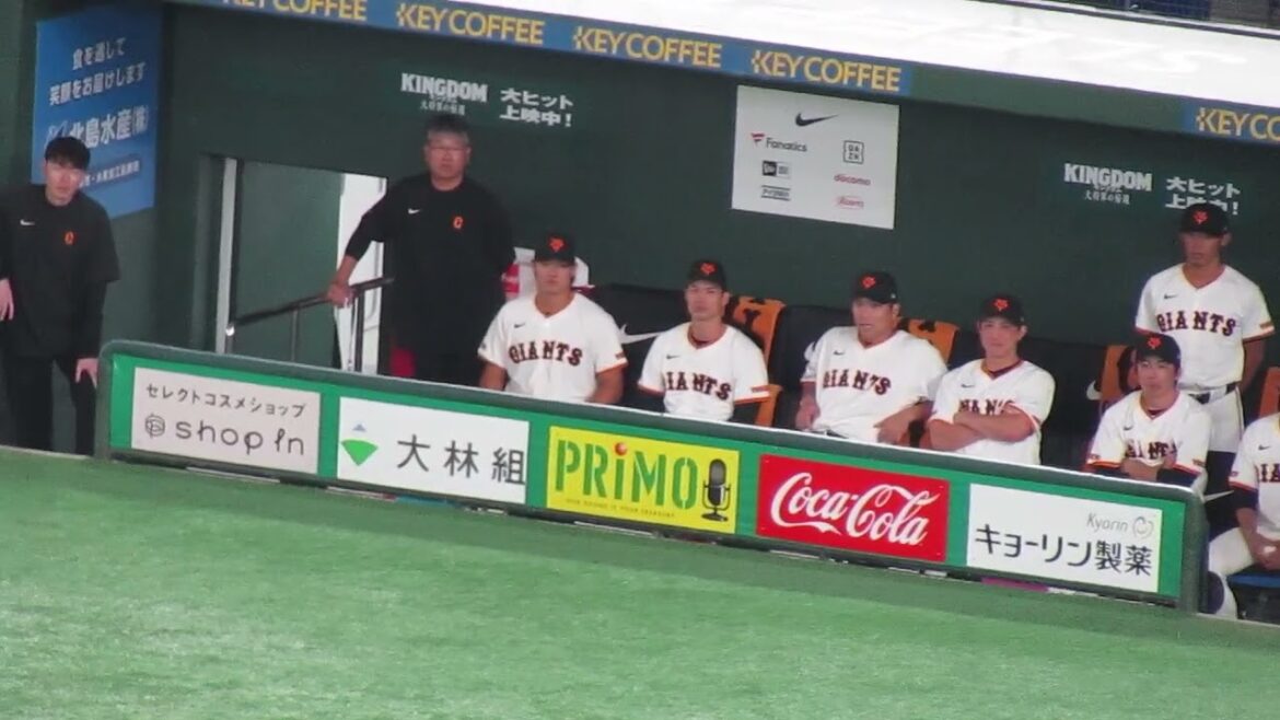 ベンチの大城卓三や小林誠司の様子（ 読売ジャイアンツ対 ヤクルトスワローズ 2024年8月2日）