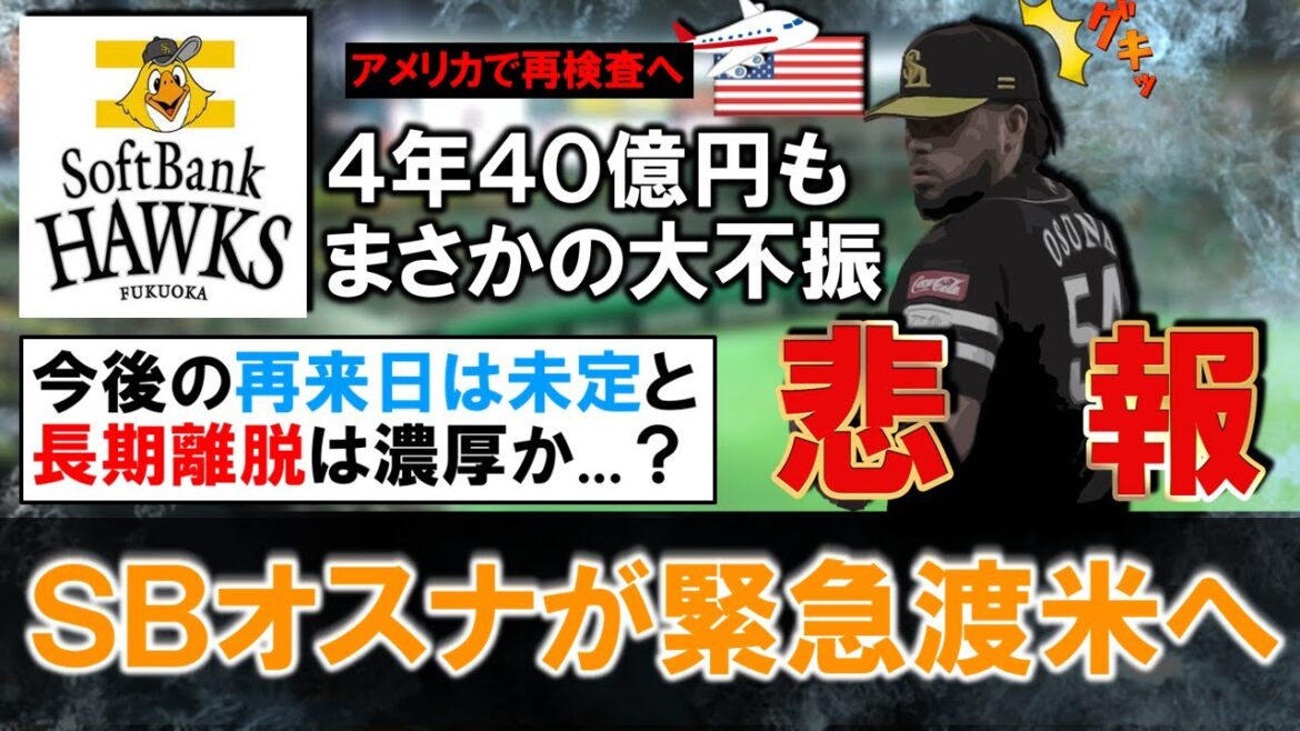 【今季絶望も...？】ソフトバンク『ロベルト・オスナ』が下半身のコンディション不良の再検査でアメリカに帰国！４年４０億円の前代未聞の超大型契約を結んでいた助っ人守護神は再来日も未定で長期離脱は濃厚！？