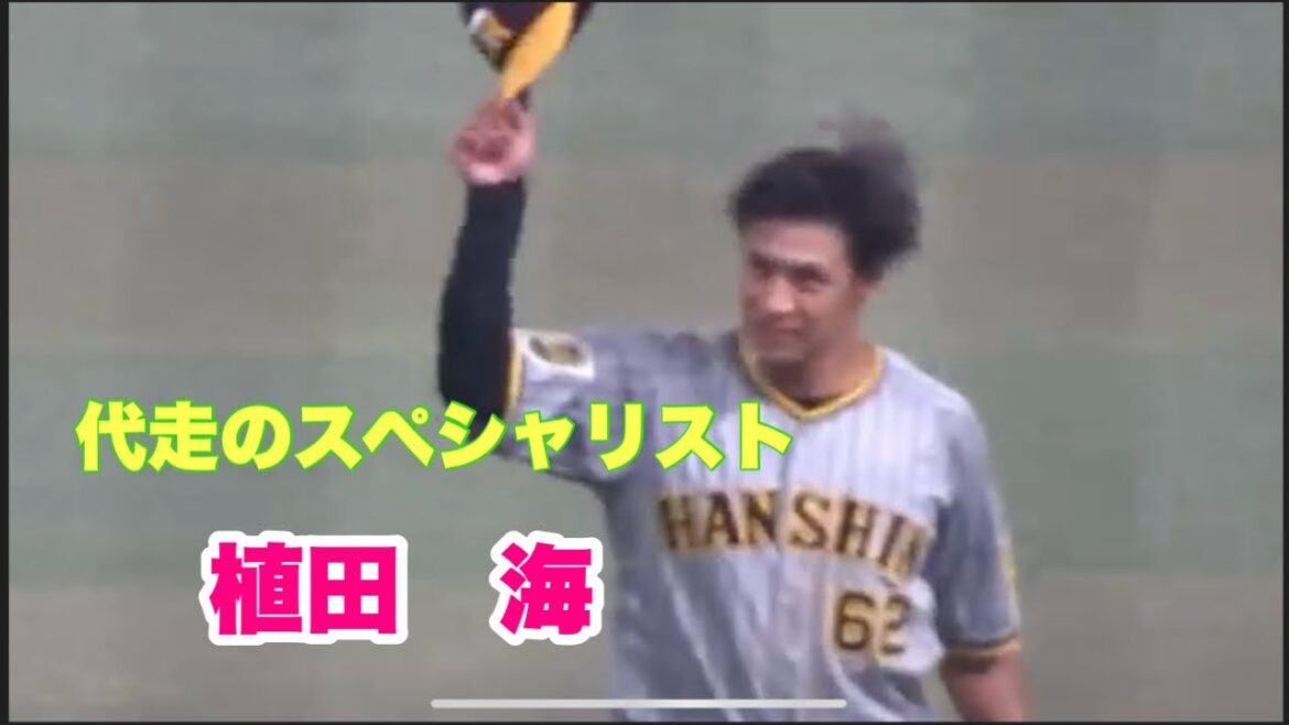 タイムリーヒットを放ち阪神ファンの歓声に応える植田海