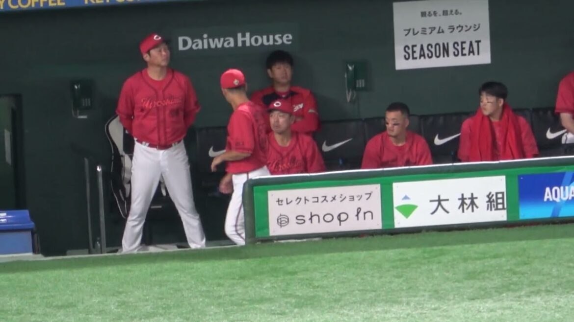 【広島東洋カープ】末包昇大デッドボールで一度ベンチ裏に下がるも治療後ふたたび出場‼ その時にぶつけた戸郷を気遣う 現地映像