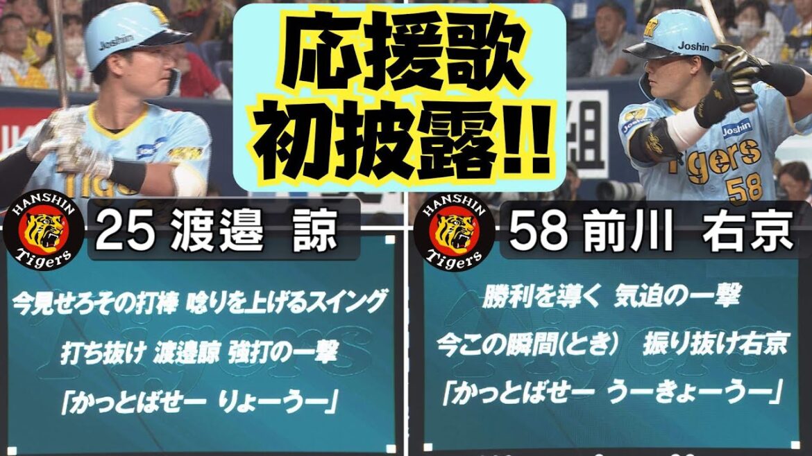 【初披露】阪神タイガース渡邉諒・前川右京 応援歌（2024年8月9日 阪神ー広島）#サンテレビボックス席