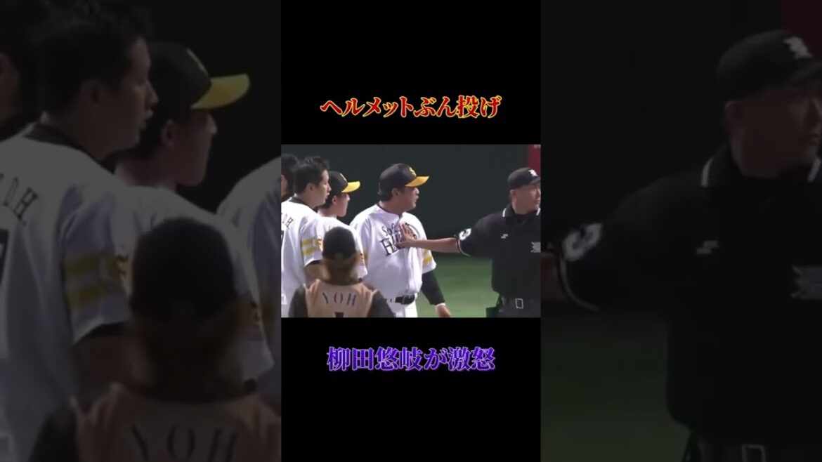 柳田悠岐ヘルメットぶん投げ激怒！ #野球