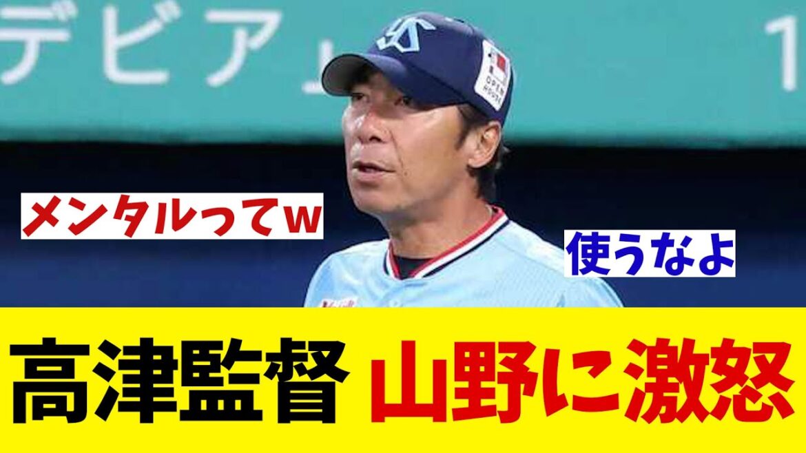 ヤクルト・高津監督　大乱調の山野に激怒！【野球情報】【2ch 5ch】【なんJ なんG反応】【野球スレ】