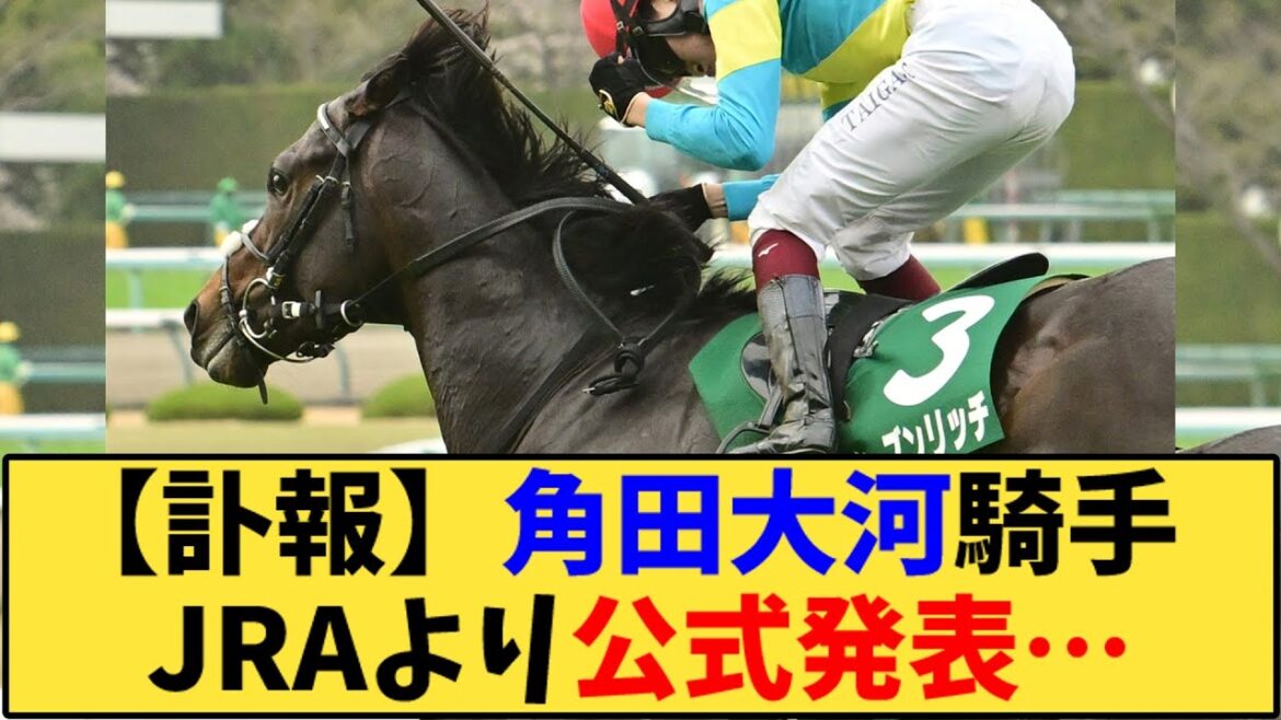 【競馬】「角田大河騎手  JRAより正式に発表…」に対する反応【反応集】
