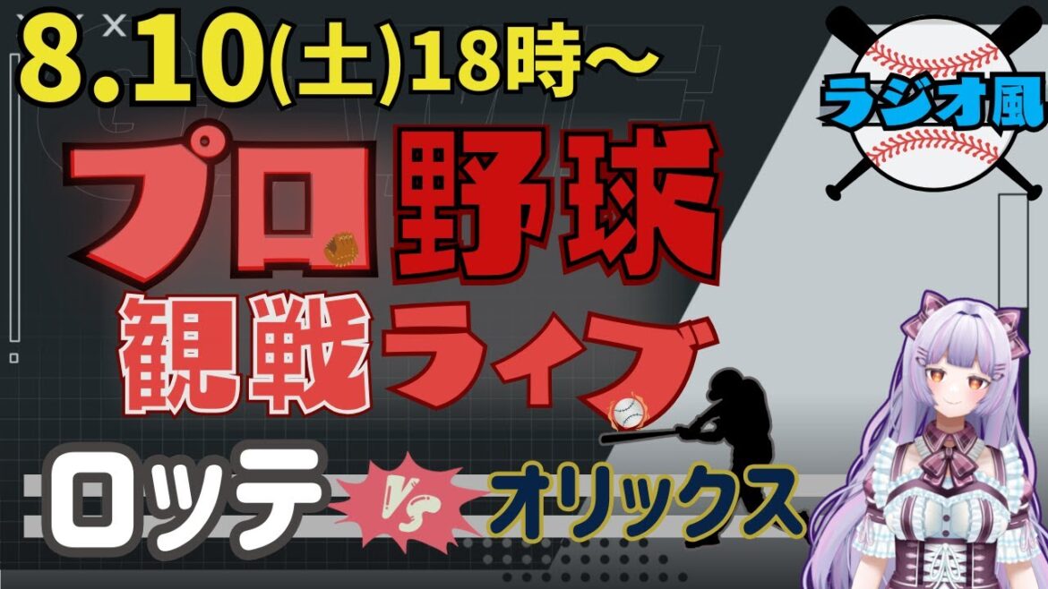 【プロ野球同時視聴】8/10 千葉ロッテマリーンズVSオリックスバファローズ⚾️【全力野球応援】