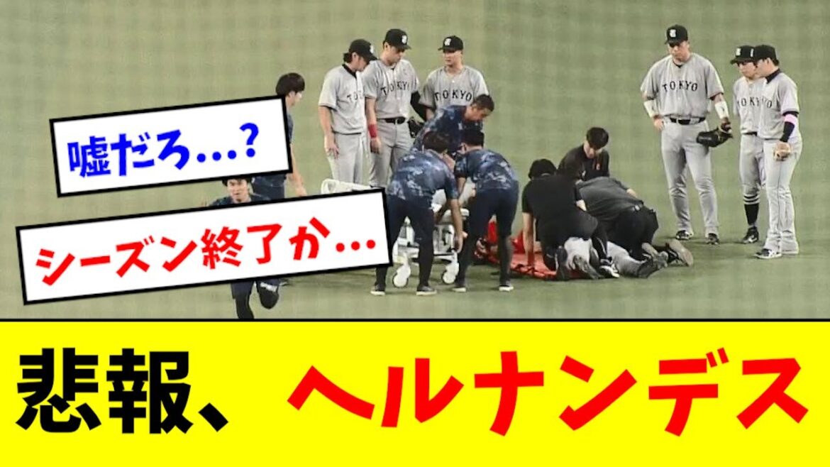 【大悲報】ヘルナンデス、守備で負傷し担架で運ばれてしまう.....