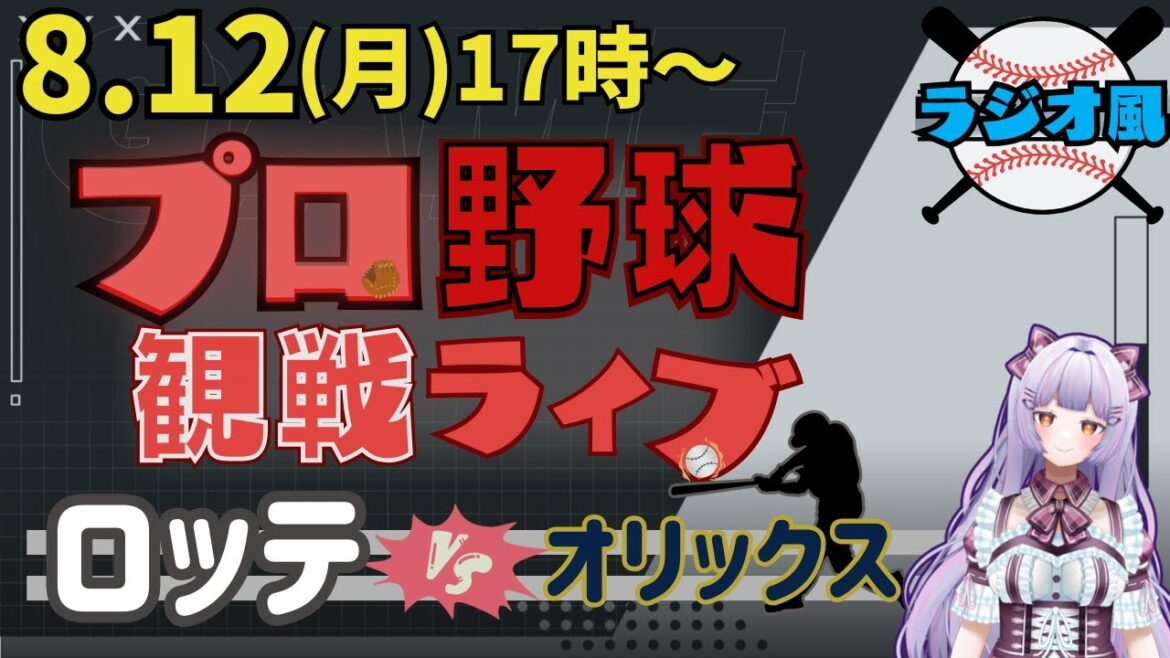 【プロ野球同時視聴】8/12 千葉ロッテマリーンズVSオリックスバファローズ⚾️【全力野球応援】