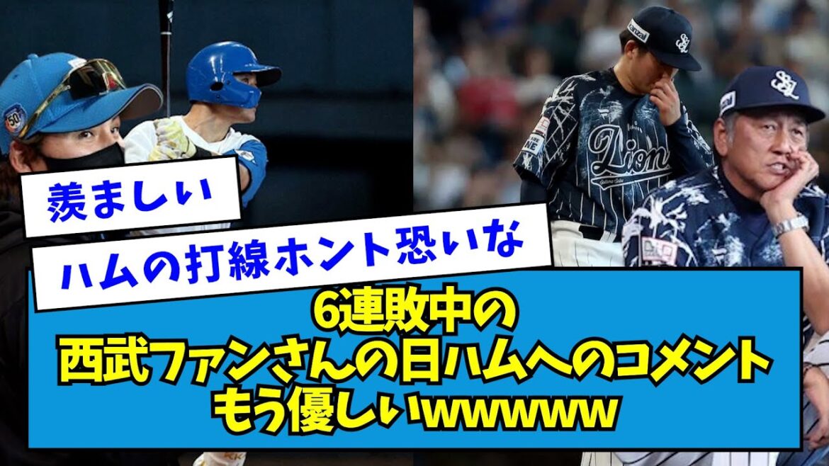 【ほっこり】6連敗中の西武ファンさんの日ハムへのコメント、もう優しいwwwww【なんJ反応】