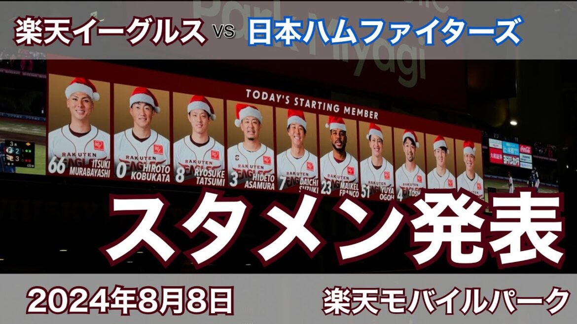 2024年8月8日 楽天イーグルス vs 日本ハムファイターズ スタメン発表
