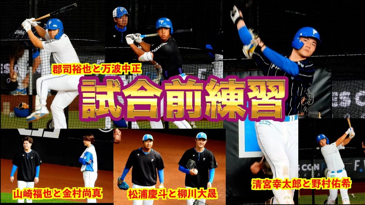 【20240812】試合前練習（郡司・万波・清宮・野村のバッティング練習や柳川と松浦、山崎福也と金村尚真）