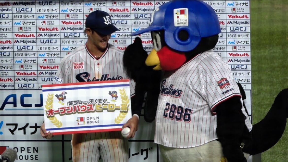 爆笑の岩田幸宏のヒーローインタビューにつば九郎もご満悦！気迫溢れるプロ初ホームランとサヨナラ勝ちのホームイン！村上宗隆も最高です！東京ヤクルトスワローズ 2024/08/14