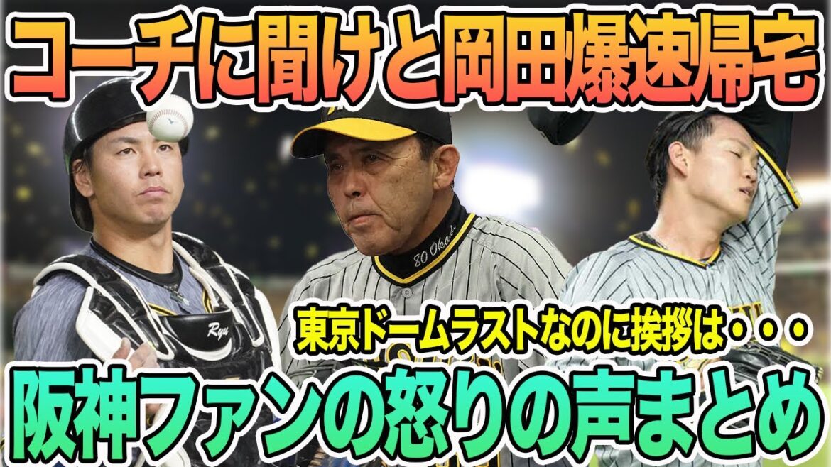 【コーチに聞けと岡田監督帰宅】阪神ファン怒りの声まとめ #阪神 #阪神タイガース #岡田監督 #佐藤輝明 #梅野 #巨人 #及川 #ホームラン #一問一答 #岡田語録 【コーチに聞けと岡田監督帰宅】阪神ファン怒りの声まとめ #阪神 #阪神タイガース #岡田監督 #佐藤輝明 #梅野 #巨人 #及川 #ホームラン #一問一答 #岡田語録