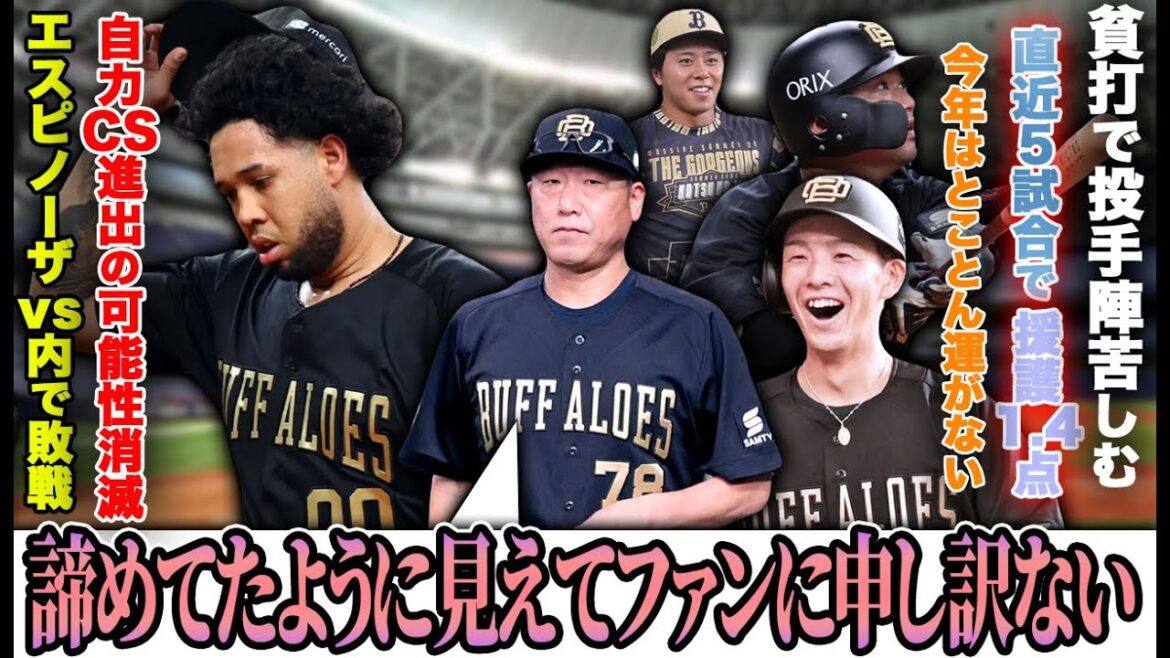 【ファンに申し訳ない】残り39試合で自力CS進出の可能性が消滅... 内に3安打など直近5試合で援護1.4点の打線について【オリックスバファローズ】