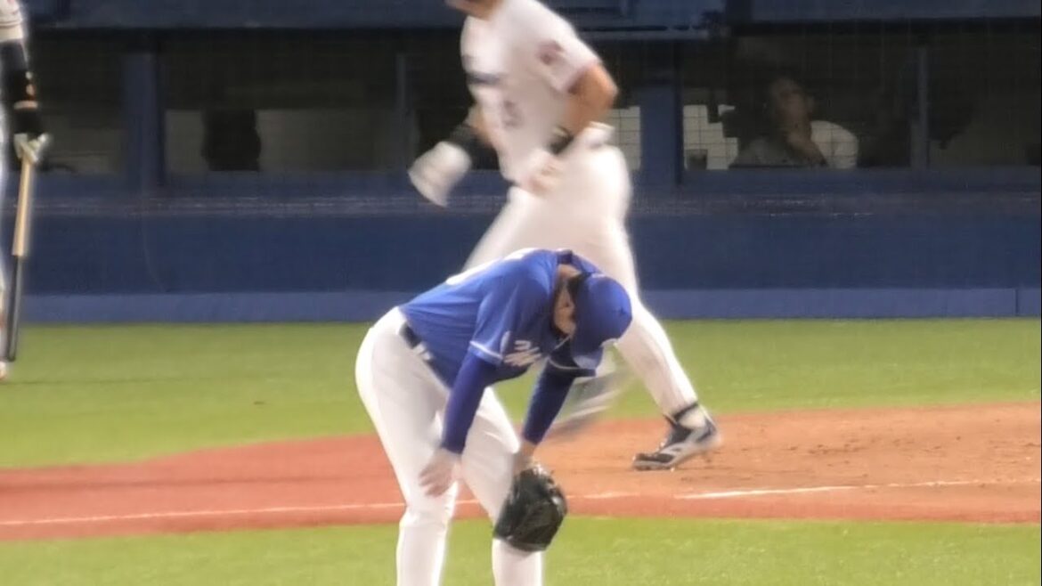 -2024.08.14-【NPB】５回裏 松木平優太 オスナに3ラン被弾で描いたようにガックリと崩れる… 中日ドラゴンズ（vs東京ヤクルト）