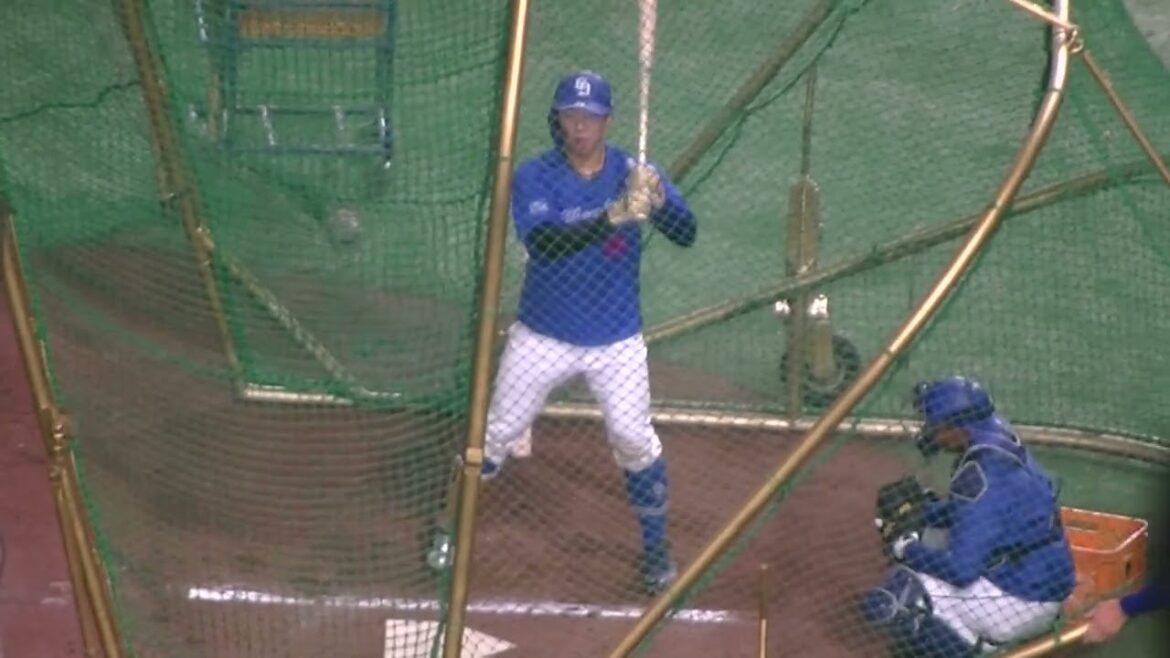 ドラゴンズ宇佐見慎吾のバッティング練習【読売ジャイアンツ対 中日ドラゴンズ2024年4月25日】