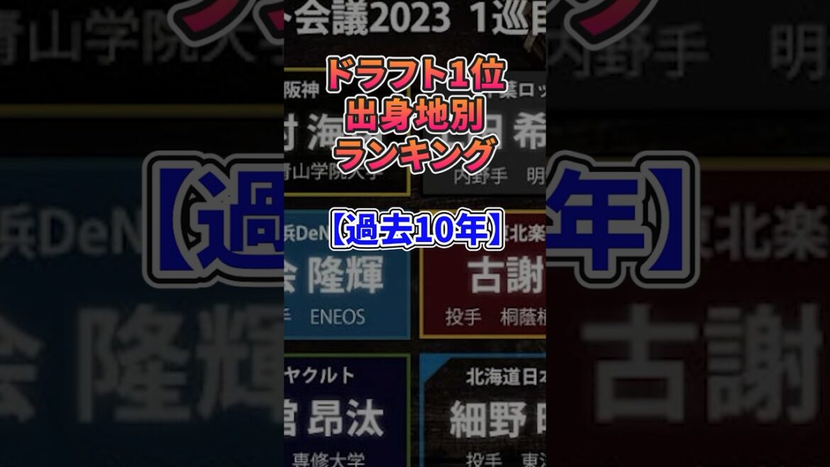 ドラフト1位出身地ランキング（過去10年）#npb #プロ野球 #野球 #ドラフト1位 #ランキング