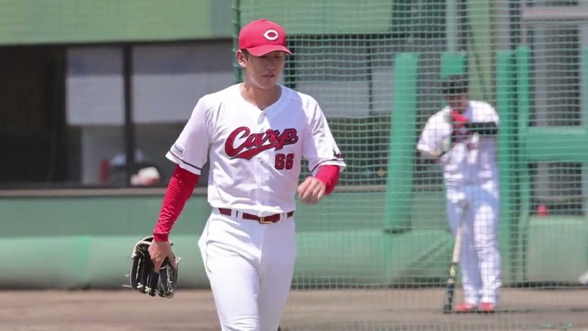 カープ二軍情報 遠藤淳志投手⚾7回3安打1失点🎏ウォームアップ⇒ブルペン投球⇒キッズにボールプレゼント❤️⇒先発登板　対くふうハヤテ　2024.8.13