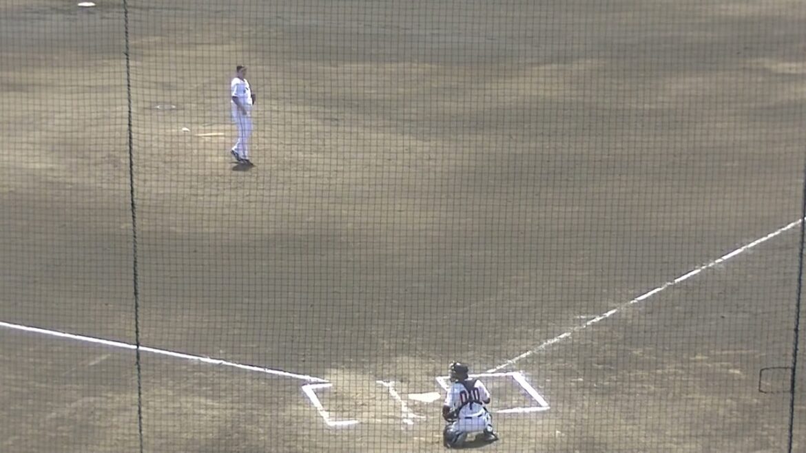 小沼健太の投球練習（ 読売ジャイアンツ3軍 対 東海大 2024年8月12日）