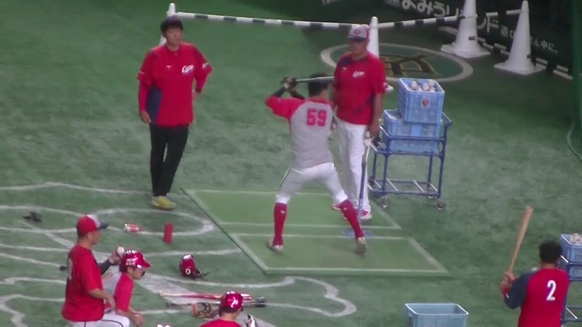 カープ大盛穂ティーバッティング【読売ジャイアンツ対 広島東洋カープ  2024年8月6日】