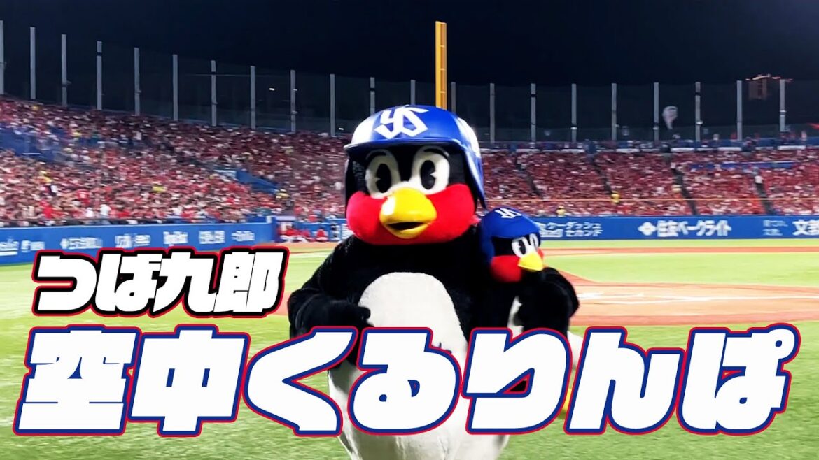 台風一過の猛暑の中挑戦！つば九郎空中くるりんぱ｜2024年8月17日 広島東洋カープ戦（神宮球場）
