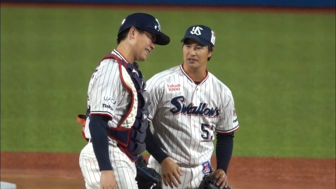 長谷川宙輝が締めた！勝利の瞬間ハイタッチ！東京ヤクルトスワローズ 2024/08/17