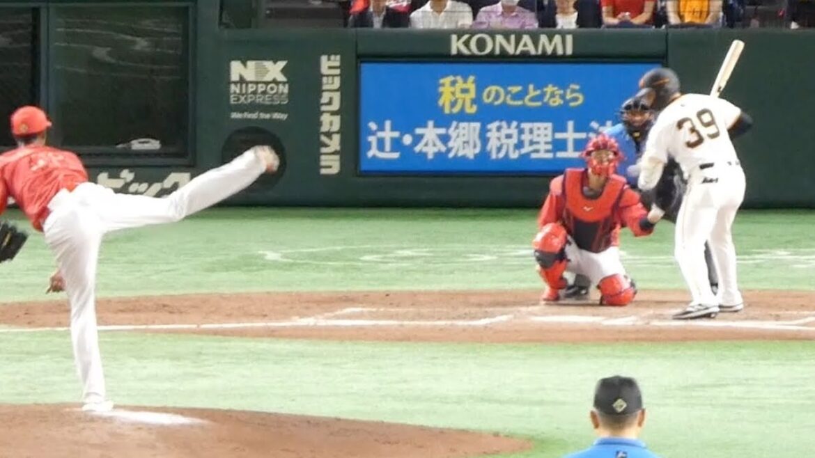 珍プレー？アドゥワの投球に当たりにいってしまう巨人モンテス！球審より説明もあり球場どよめく！2024年8月6日