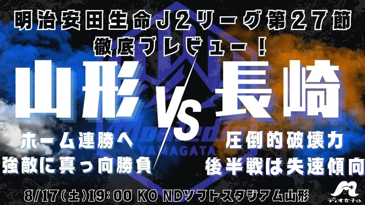 【強敵】第27節モンテディオ山形vsV・ファーレン長崎戦徹底生プレビュー!!