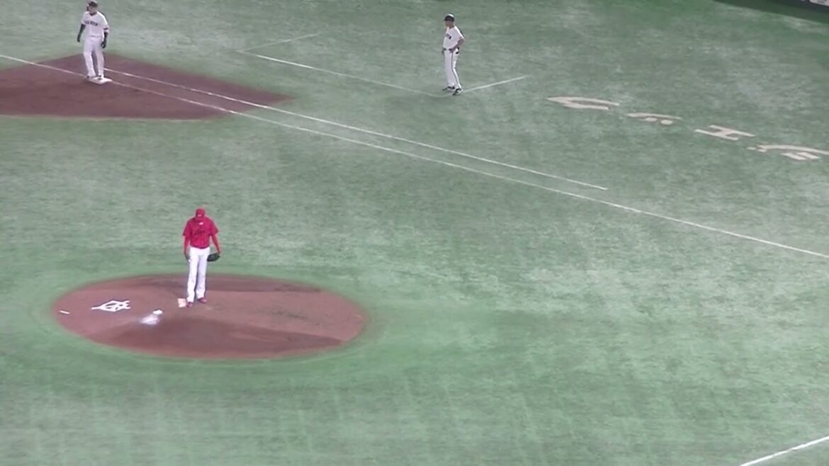 吉川尚輝をライトフライに打ち取るアドゥワ誠【読売ジャイアンツ対 広島東洋カープ  2024年8月6日】