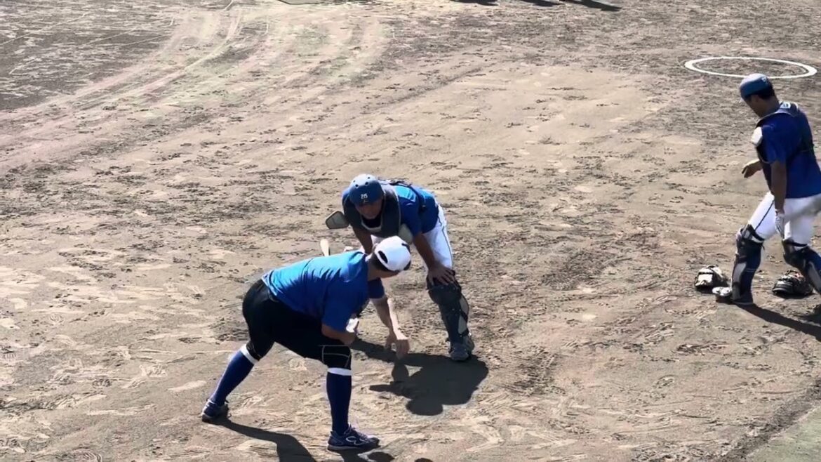 中日ドラゴンズ 二軍 大野奨太コーチと山浅龍之介捕手＆日渡騰輝捕手 トレーニング 2024.8.11(姫路)